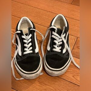 Vans Off the Wall 751505 Skater Flat Black Toddler Kid Sz 12 Unisex white Laces